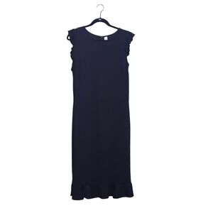 Old Navy Midnight Blue Midi Dress with Ruffle Detail On Sleeve and Hem
